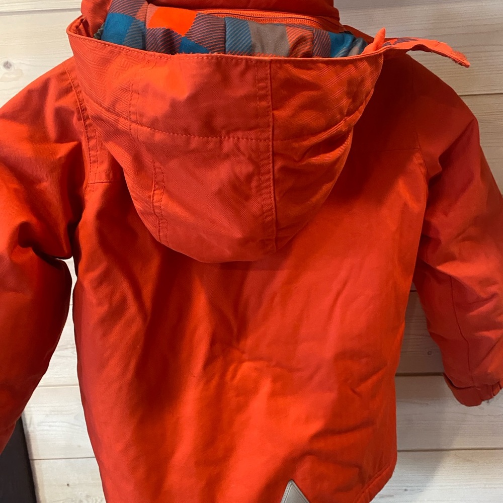 LL Bean orange kids snow jacket hooded ski snowboard coat EUC cold weather gear